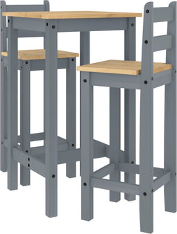 vidaXL - 3-delige - Barset - massief - grenenhout - grijs