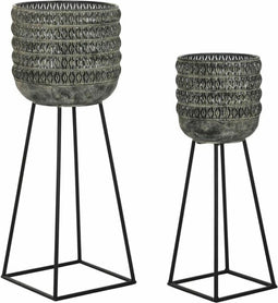 Plantenbakkenset DKD Home Decor Versleten 32 x 32 x 84 cm Metaal (2 Stuks)