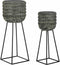 Plantenbakkenset DKD Home Decor Versleten 32 x 32 x 84 cm Metaal (2 Stuks)