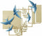 Wanddecoratie DKD Home Decor Blauw Gouden Metaal Fågel Glamour (84,5 x 8,3 x 72,4 cm)