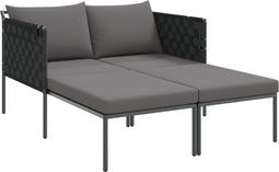 vidaXL - Ligbed - met - Kussens - voor - 2 - Personen - - - Antraciet - - - 115x153x69,5 - cm - - - Staal
