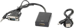 Lanberg AD-0021-BK - HDMI naar VGA Adapter - 20 cm - Zwart