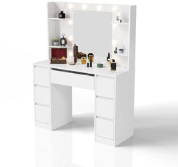 Juskys Malia - Kaptafel - Spiegel LED instelbaar - Wit
