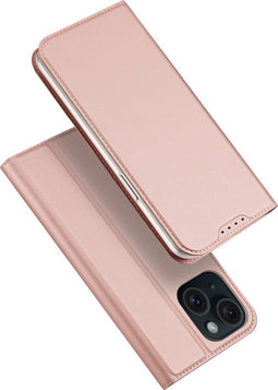 Dux Ducis - Geschikt voor iPhone 15+ / 15 Plus - Slim bookcase hoesje - Rose Goud