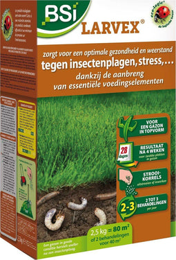BSI - Larvex tegen bodeminsecten en mollen - Gazon - Gazonmeststof - 2,5 kg voor 83 m²