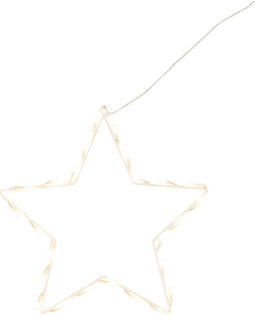 J-Line decoratie Ster - metaal - wit - small - LED lichtjes