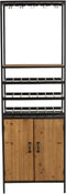 J-Line kast Wijnflessen + Glazen - metaal/hout - naturel