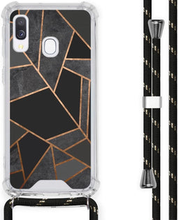 iMoshion Hoesje Geschikt voor Samsung Galaxy A40 Hoesje Met Koord - iMoshion Design Hoesje met Koord - Zwart / Meerkleurig / Goud / Black Graphic