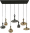 Hanglamp van 7 Karaf Lampen - Amber/Zwart - Artic Black Finish - Glas - Woonkamer - Keuken - Hanglamp - In Hoogte Verstelbaar tot 150 cm - Exclusief Lichtbron - Voedingstype Netstroom