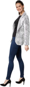 Dressforfun Paillettenjas dames - Verkleedkleding - Schitterende pailletten - Zilver XL