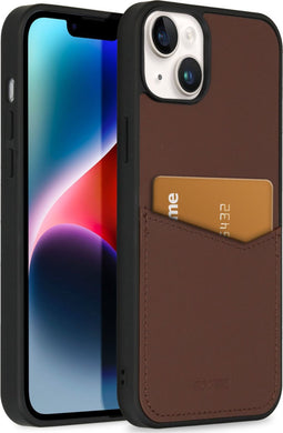 Accezz iPhone 14 Plus - Back Cover - Premium Leather Card Slot - Bruin