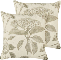 ROSEMARY - Sierkussen set van 2 - Beige/Groen - 45 x 45 cm - Katoen
