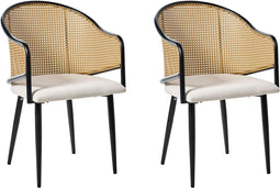 WEIMAR - Eetkamerstoel set van 2 - Zwart/Gebroken wit - Polyester