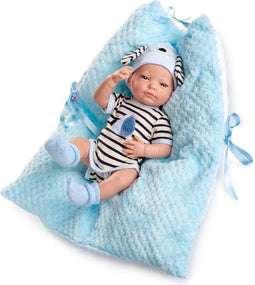 Berjuan Babypop Newborn Special Meisjes 45 Cm Blauw/wit