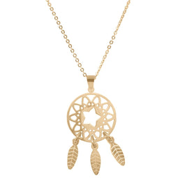 CO88 Collection Beloved 8CN 10041 Stalen Collier met Hanger - Dromenvanger Ø 20 mm - Lengte 42 + 5 cm - Goudkleurig