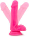 Blush - Neon dildo met scrotum 15 cm dual density - Roze