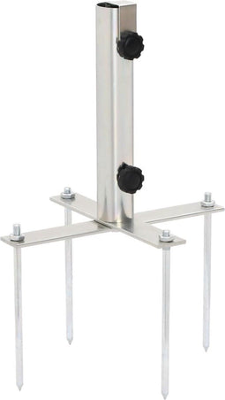vidaXL - Parasolvoet - met - grondpennen - voor - Ø32-38 - mm - staal - zilverkleurig