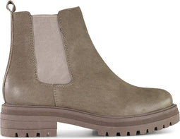 PS Poelman Mink - Dames Chelsea laarzen - Chunky zool 4,5 cm - Donker Taupe - Maat 37