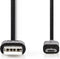 Nedis USB-Kabel - USB 2.0 - USB-A Male - USB Micro-B Male - 0.50 m - Zwart