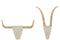 J-Line wanddecoratie Stier - hout/riet - wit/naturel - 2 stuks