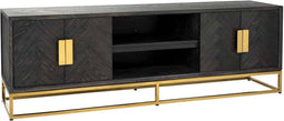 Richmond Interiors TV-dressoir Blackbone gold 4-deuren 185 (Black rustic)
