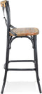 Alterego Cottage Mini Barkruk - Zwart Verouderde Walnoten Afwerking - 47x50x100cm