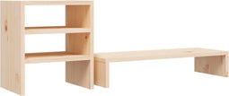 vidaXL - Monitorstandaard - 81x20x30 - cm - massief - grenenhout - grijs