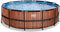 EXIT Wood zwembad ø427x122cm met filterpomp - bruin