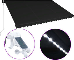 vidaXL - Luifel - uittrekbaar - met - windsensor - en - LED - 500x300 - cm - antraciet