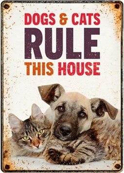 Plenty gifts waakbord blik dogs & cats rule this house