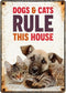 Plenty gifts waakbord blik dogs & cats rule this house