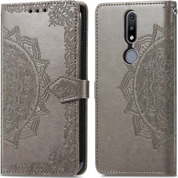 iMoshion Hoesje Geschikt voor Nokia 2.4 Hoesje Met Pasjeshouder - iMoshion Mandala Bookcase - Grijs
