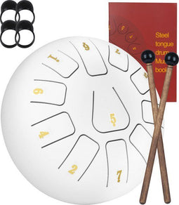 Nuvance - Tongue Drum - Meditatieve klanken - Wit - 19x19 cm