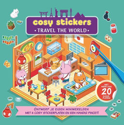Travel the world - Cosy stickers - 6 stickerplaten en pincet - 227 x 227 mm