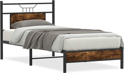 vidaXL - Bedframe - zonder - matras - hout - gerookt - eikenkleurig - 90x190 - cm