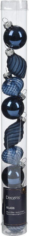 Kerstbal glas d3 cm nachtblauw 9st I