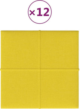 vidaXL - Wandpanelen - 12 - st - 1,08 - m² - 30x30 - cm - stof - lichtgeel