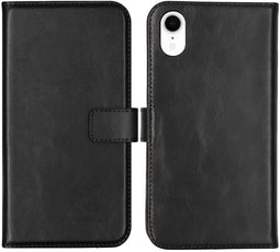 Selencia iPhone XR - Echt Lederen Bookcase - Ruimte voor 3 pasjes - Zwart