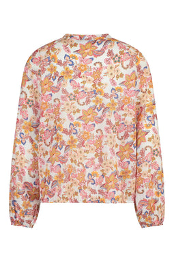 Gardeur gebloemde dames blouse roze | maat S