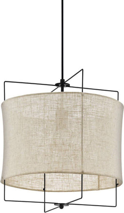 EGLO Bridekirk - Hanglamp - Ø 40 cm - Staal/Linnen - Zwart/Beige