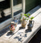 Return to Sender | Vaas 15 cm small Wedges print zwart/witte handgeschilderd met handvat - bloemenvaas