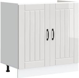 vidaXL - Spoelbakonderkast - Lucca - bewerkt - hout - hoogglans - wit