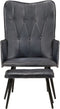 vidaXL Fauteuil met voetensteun echt leer grijs