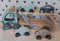 Jipy Houten Autotransporter Speelset Blauw/Paars