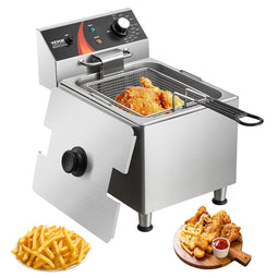 VEVOR EF-12L - Professionele elektrische friteuse - 3100 W - Zilverkleurig