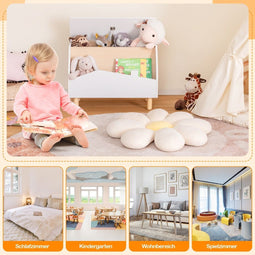 Coast speelgoeddoos - Houten speelgoedkist met vouwdeksel en open plank - 60 x 30 x 44 cm - Wit