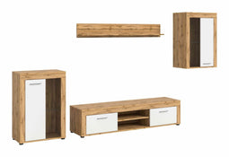 Furnilux Jam - Woonkamercombinatie - Praktische indeling - Wit eiken - 35x310x169cm