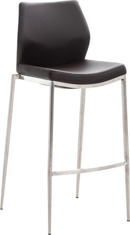 Barkruk Stavanger Kunstleer Mat geborsteld RVS frame, Bruin