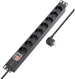 Sygonix SY-5799002 Stekkerdoos 19 inch 8-voudig Zwart Randaarde stekker 1 stuk(s)