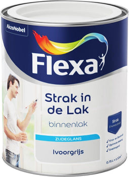 Flexa Strak in de Lak - Watergedragen - Zijdeglans - ivoorgrijs - 0,75 liter